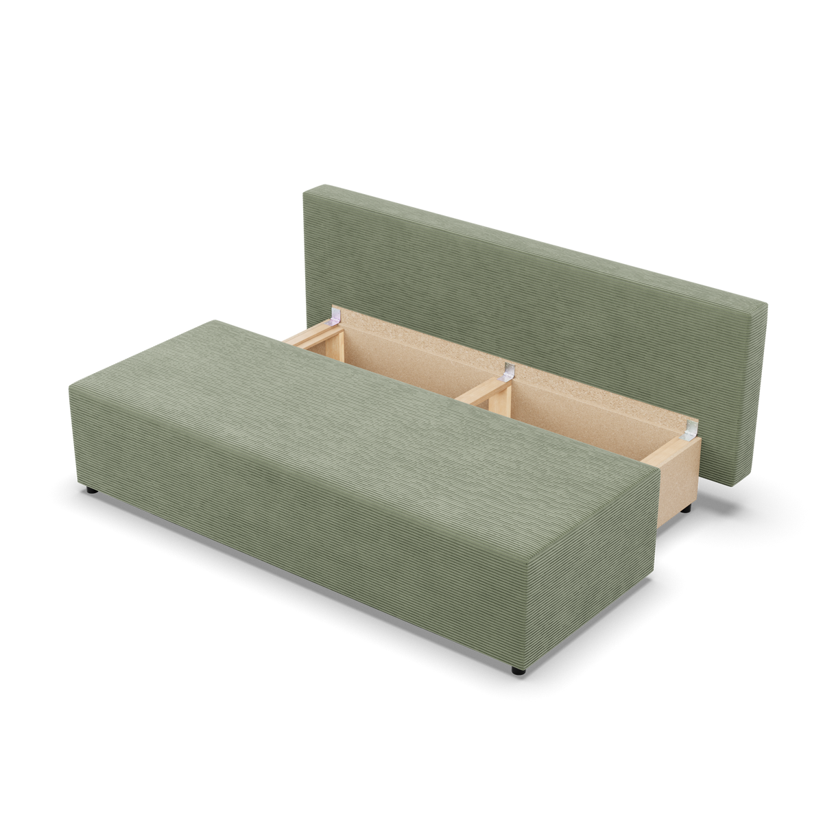 Sofa-lova FERMO – POSO 047 · Šviesiai žalia – atverta patalynės dėžė #spalva_poso 047 · šviesiai žalia