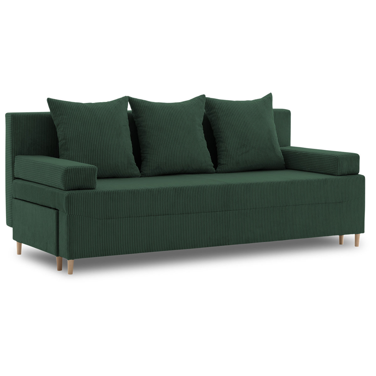 Sofa-lova FIREZE – POSO 014 · Butelio žalia – bendras vaizdas kitu kampu #spalva_poso 014 · butelio žalia