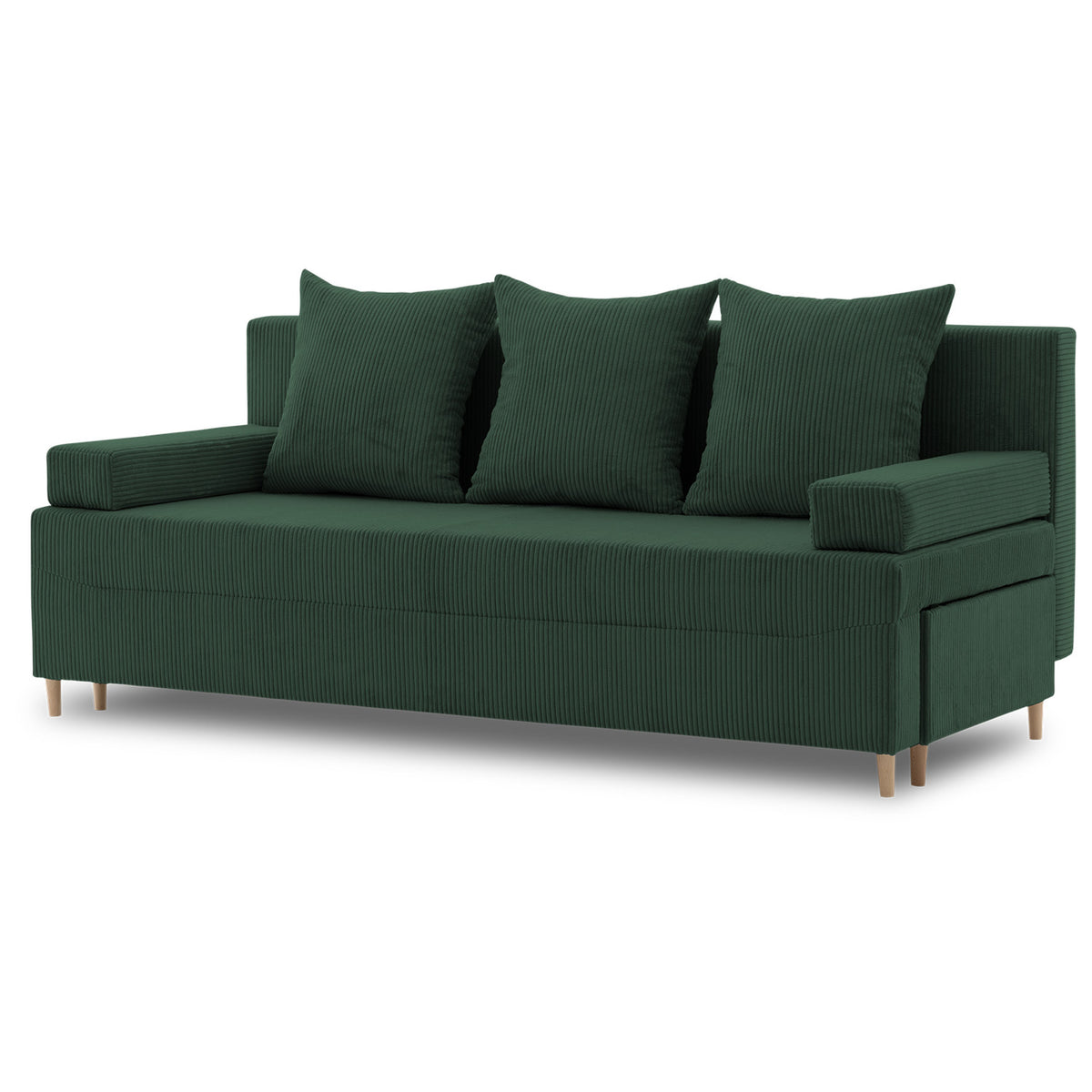 Sofa-lova FIREZE – POSO 014 · Butelio žalia – bendras vaizdas kitu kampu #spalva_poso 014 · butelio žalia