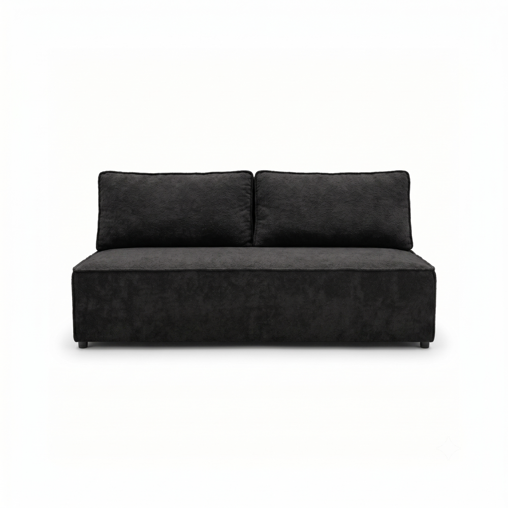 Sofa-lova FORANO – MONTE 99 · Juoda – vaizdas iš priekio #spalva_monte 99 · juoda