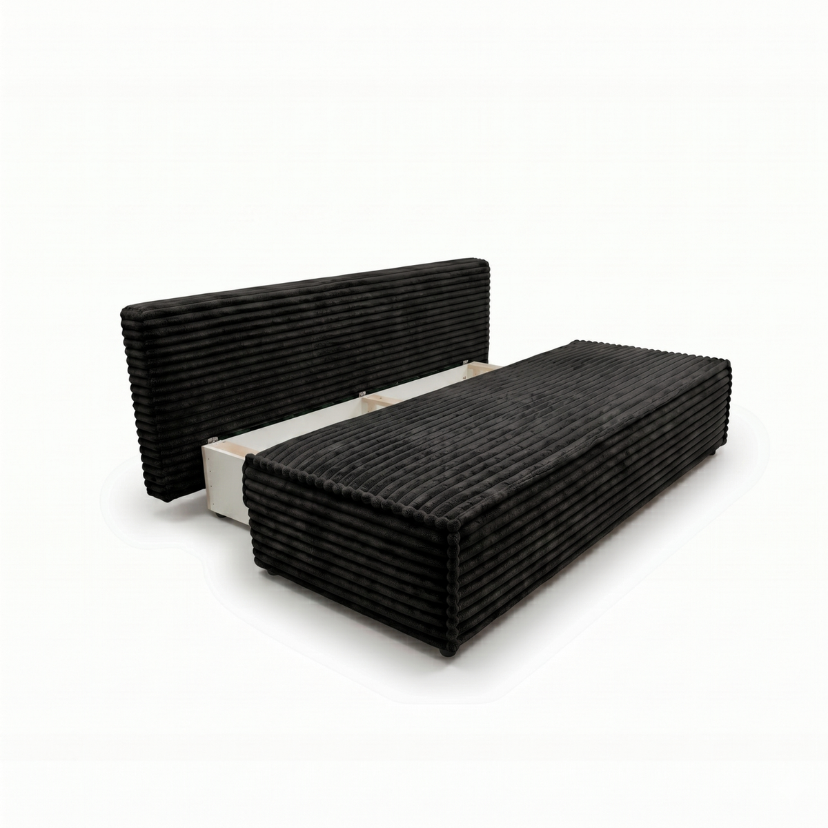Sofa-lova FORANO – TILIA 100 · Juoda – atverta patalynės dėžė #spalva_tilia 100 · juoda