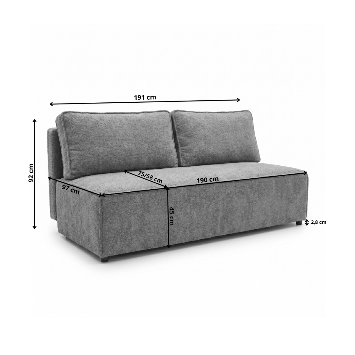 Sofa-lova FORANO – matmenų schema #spalva_tilia 03 · smėlio