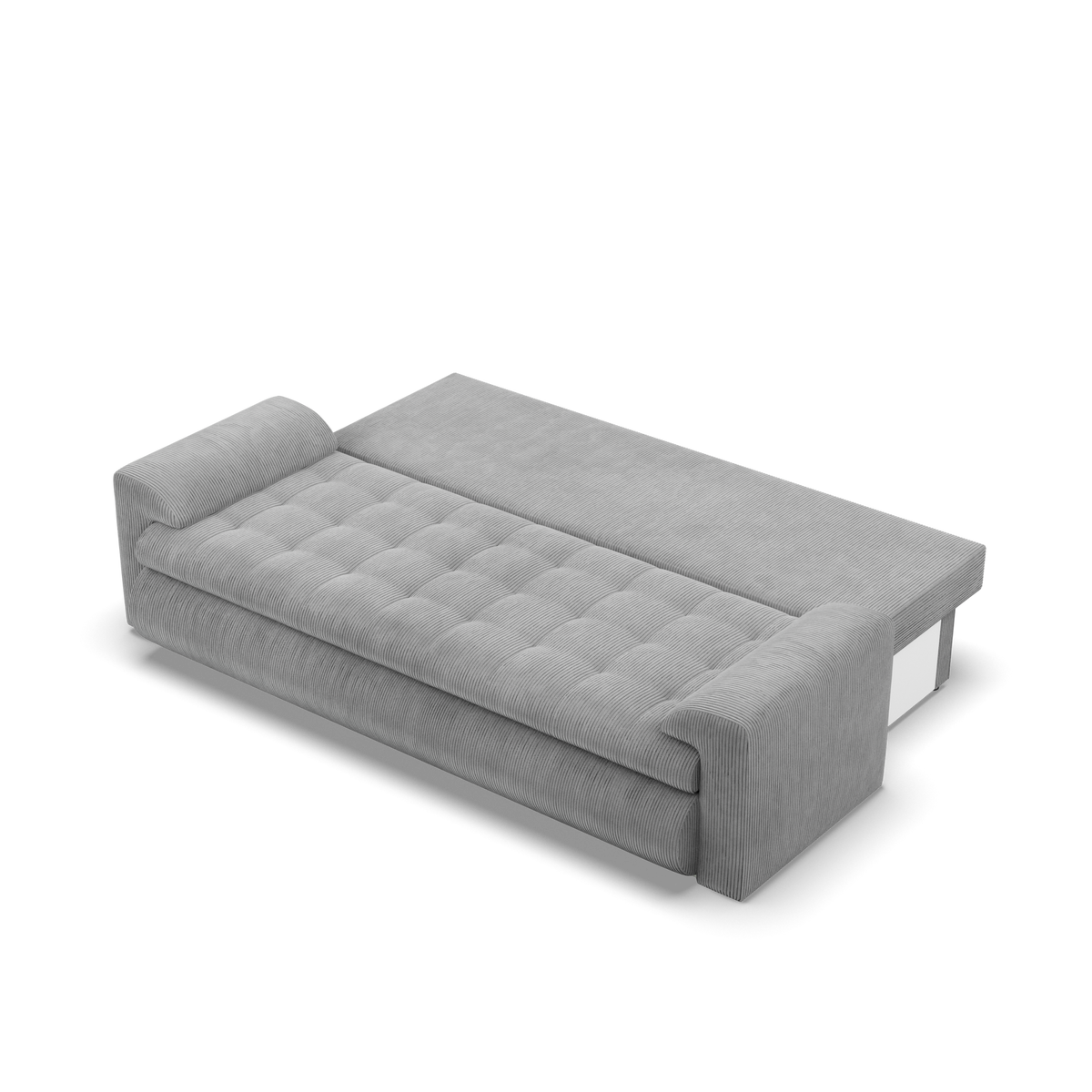 Sofa FORESTA – POSO 055 · Pilka – išskleista miegamoji dalis #spalva_poso 055 · pilka