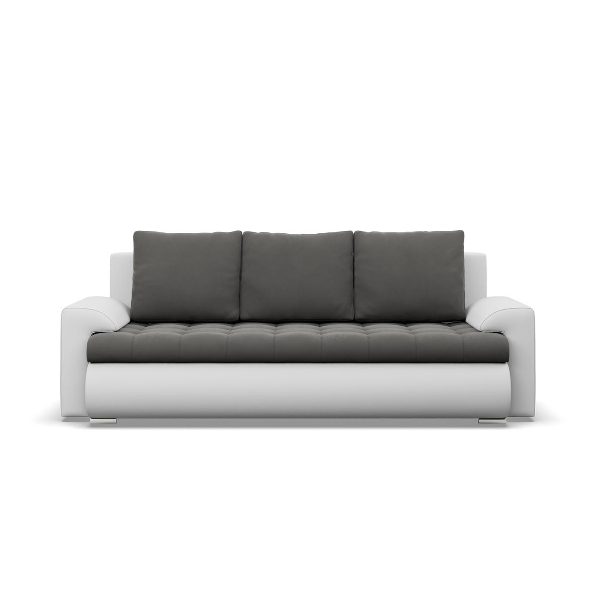 Sofa FORESTA – TRINITY 15 + REAL 17 · Tamsiai pilka + Balta – vaizdas iš priekio #spalva_trinity 15 + real 17 · tamsiai pilka + balta