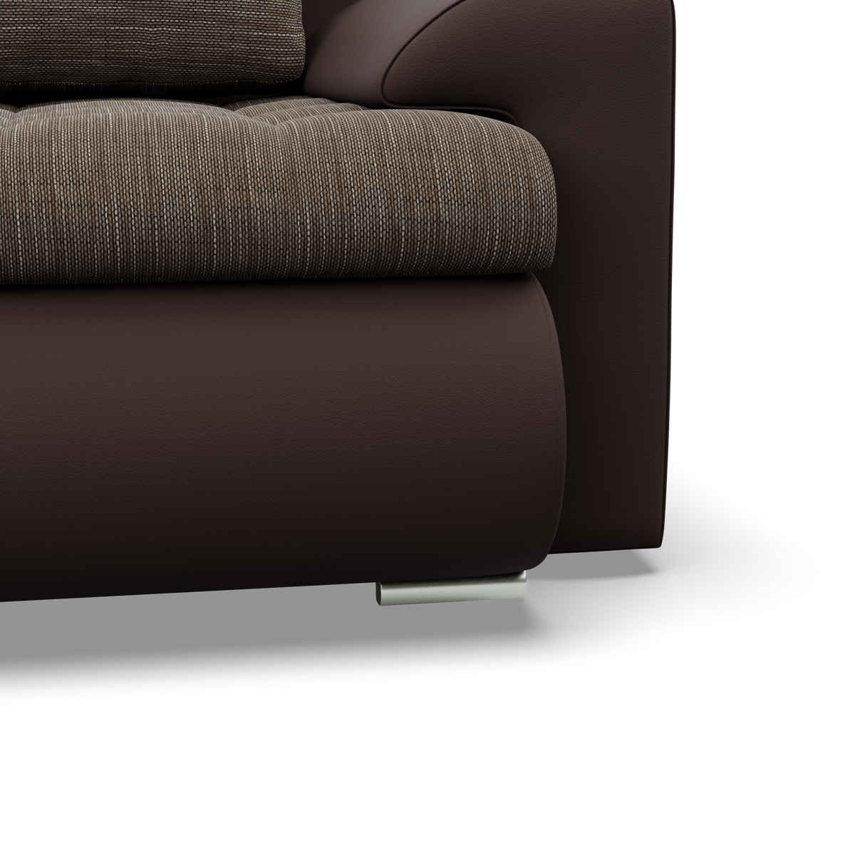 Sofa FORESTA – LAWA 02 + REAL 66 · Ruda + Kapučino – apmušalų ir konstrukcijos detalė #spalva_lawa 02 + real 66 · ruda + kapučino
