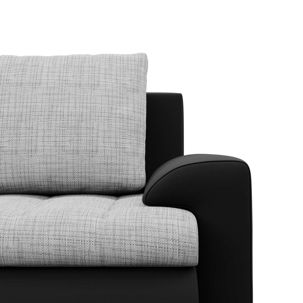 Sofa FORESTA – LAWA 09 + REAL 11 · Pilka + Juoda – apmušalų ir konstrukcijos detalė #spalva_lawa 09 + real 11 · pilka + juoda