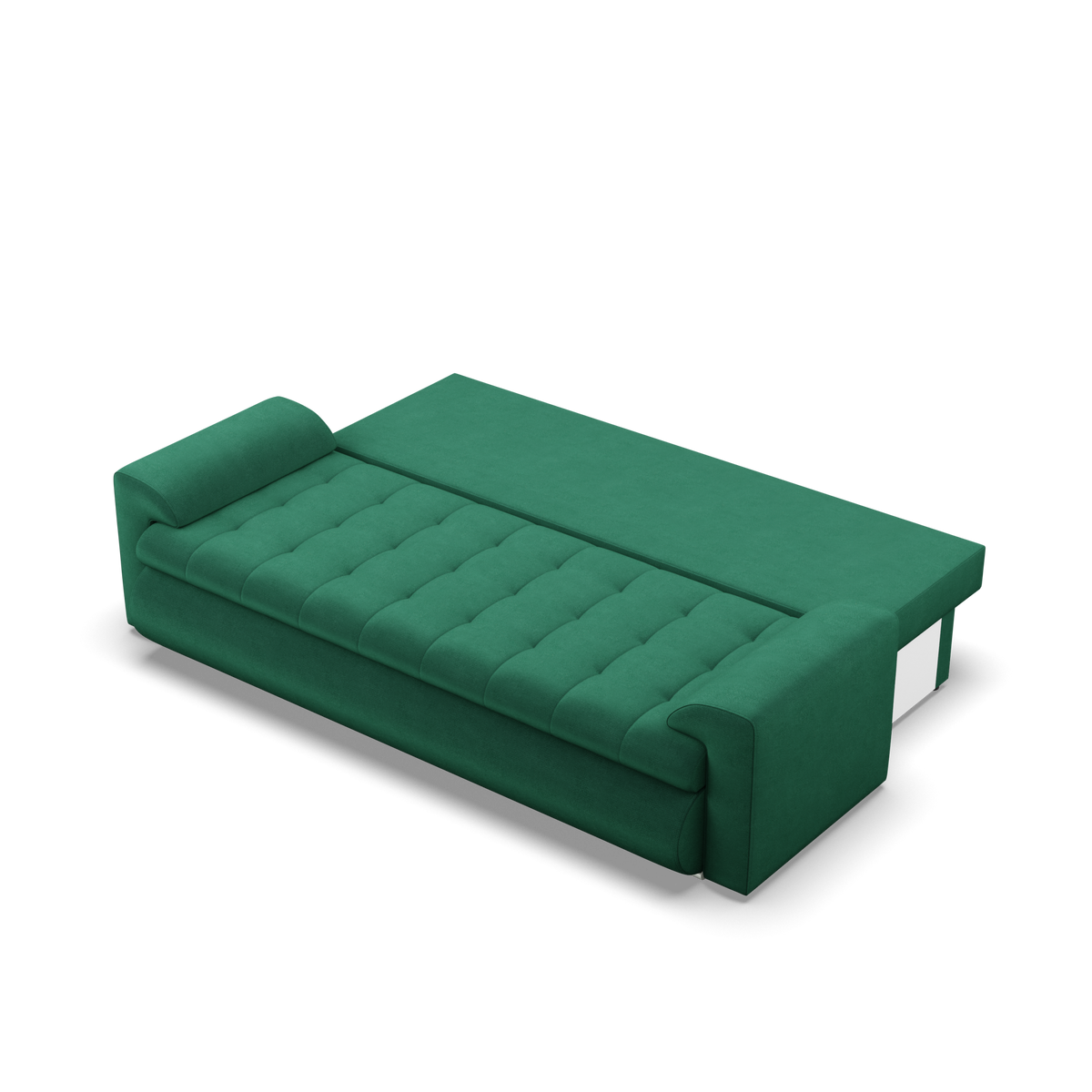 Sofa FORESTA – KRONOS 19 · Butelio žalia – išskleista miegamoji dalis #spalva_kronos 19 · butelio žalia