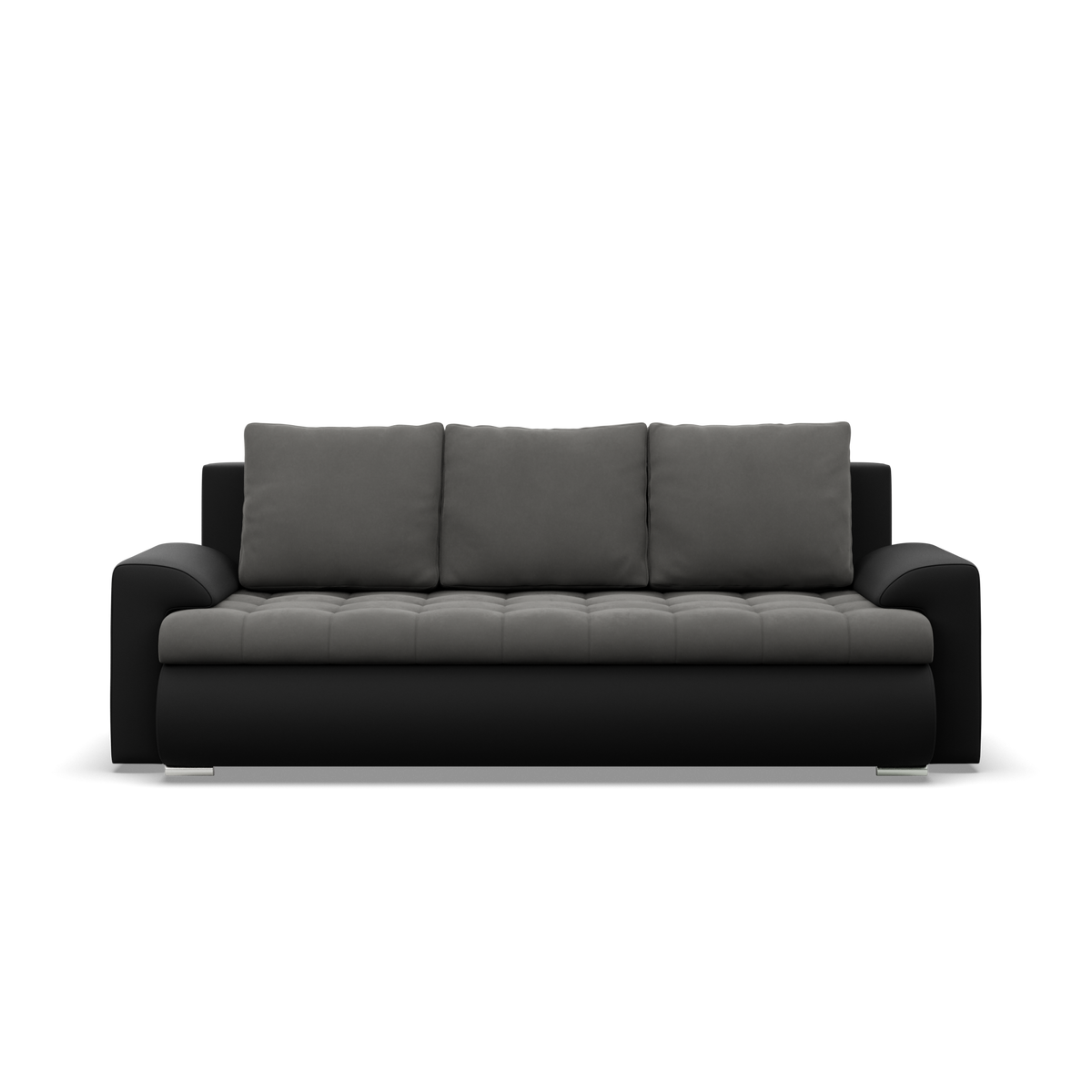 Sofa FORESTA – TRINITY 15 + REAL 11 · Tamsiai pilka + Juoda – vaizdas iš priekio #spalva_trinity 15 + real 11 · tamsiai pilka + juoda
