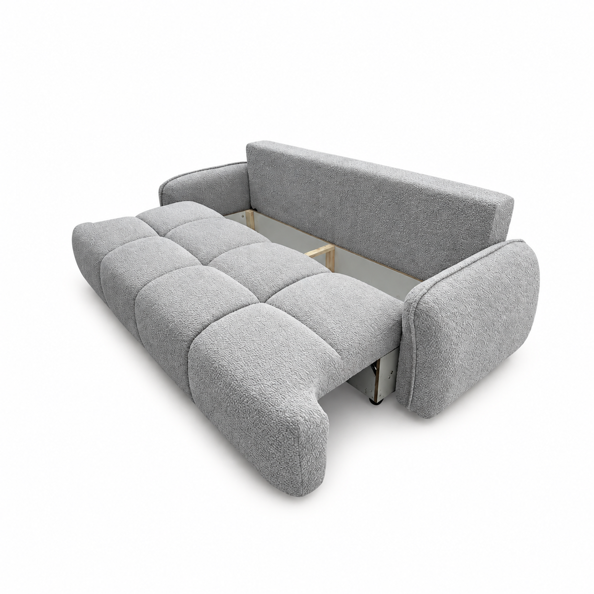 Sofa-lova LOBINO – CORAL 75 · Šviesiai pilka – atverta patalynės dėžė #spalva_coral 75 · šviesiai pilka