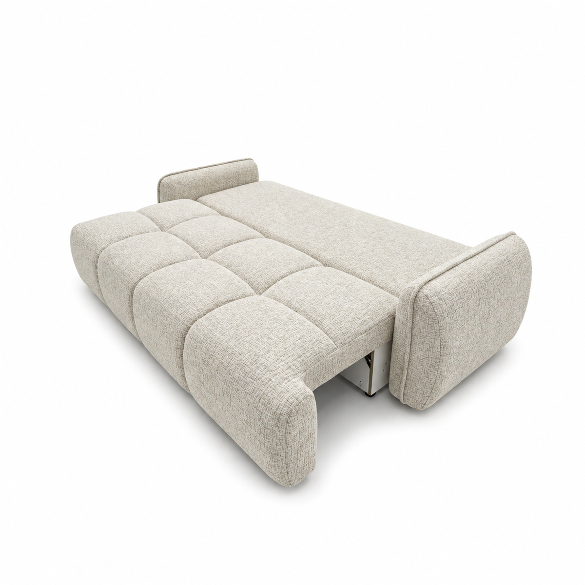 Sofa-lova LOBINO – BELLA 05 · Smėlio – išskleista miegamoji dalis #spalva_bella 05 · smėlio