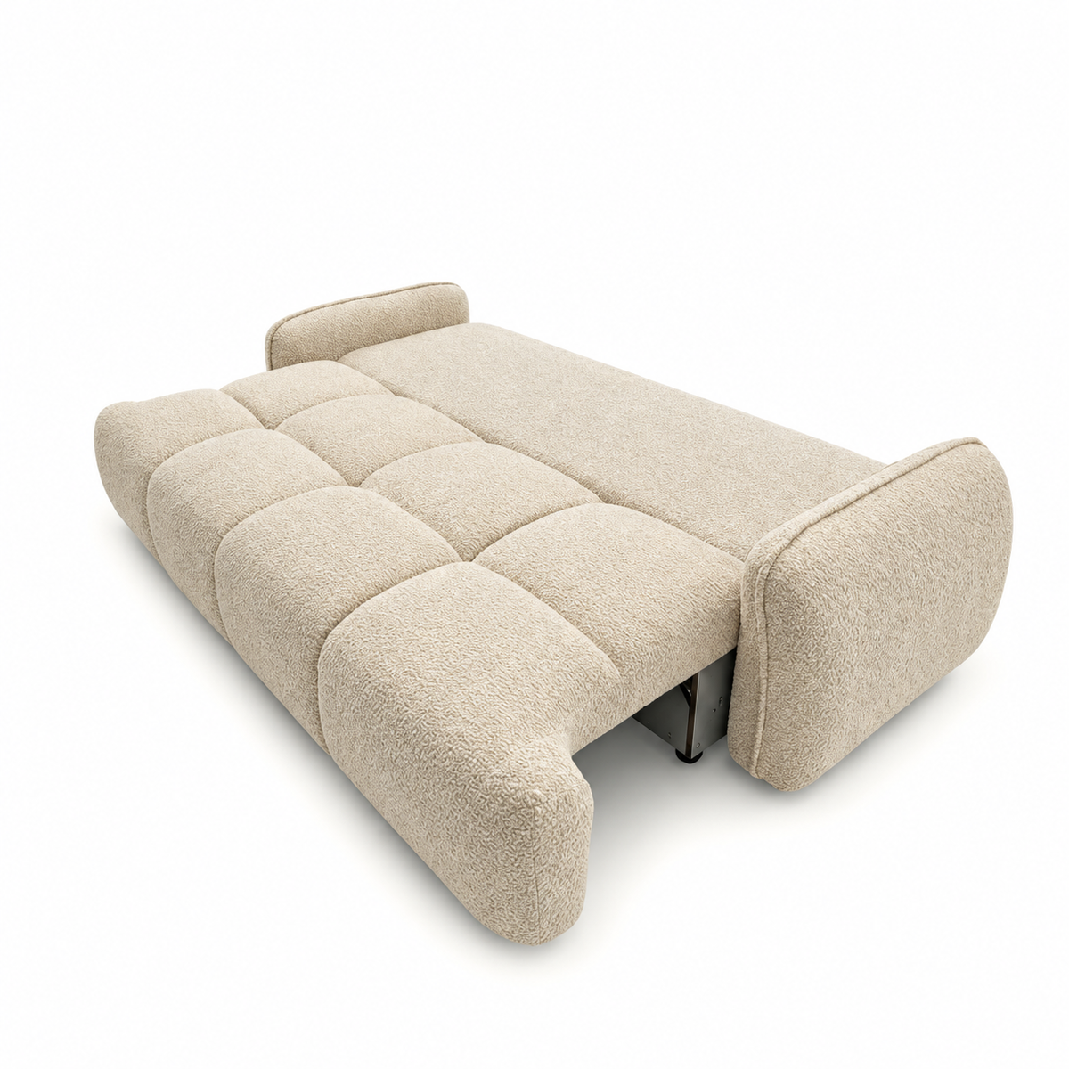 Sofa-lova LOBINO – CORAL 65 · Smėlio – išskleista miegamoji dalis #spalva_coral 65 · smėlio