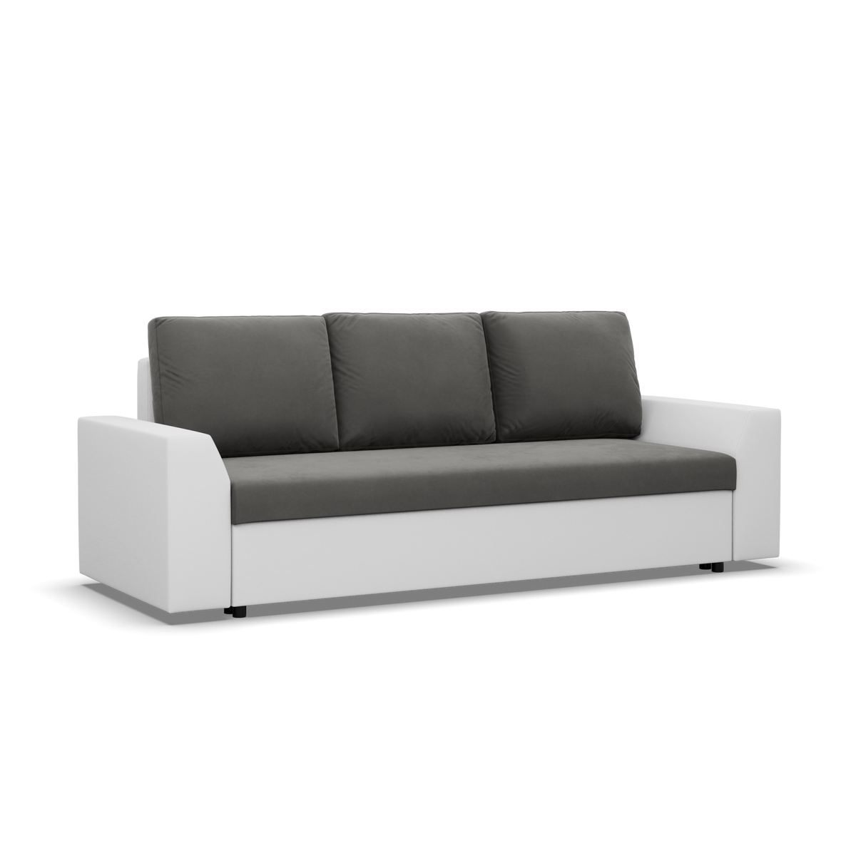 Sofa-lova LUGO – TRINITY 15 + REAL 17 · Tamsiai pilka + Balta – bendras vaizdas kitu kampu #spalva_trinity 15 + real 17 · tamsiai pilka + balta