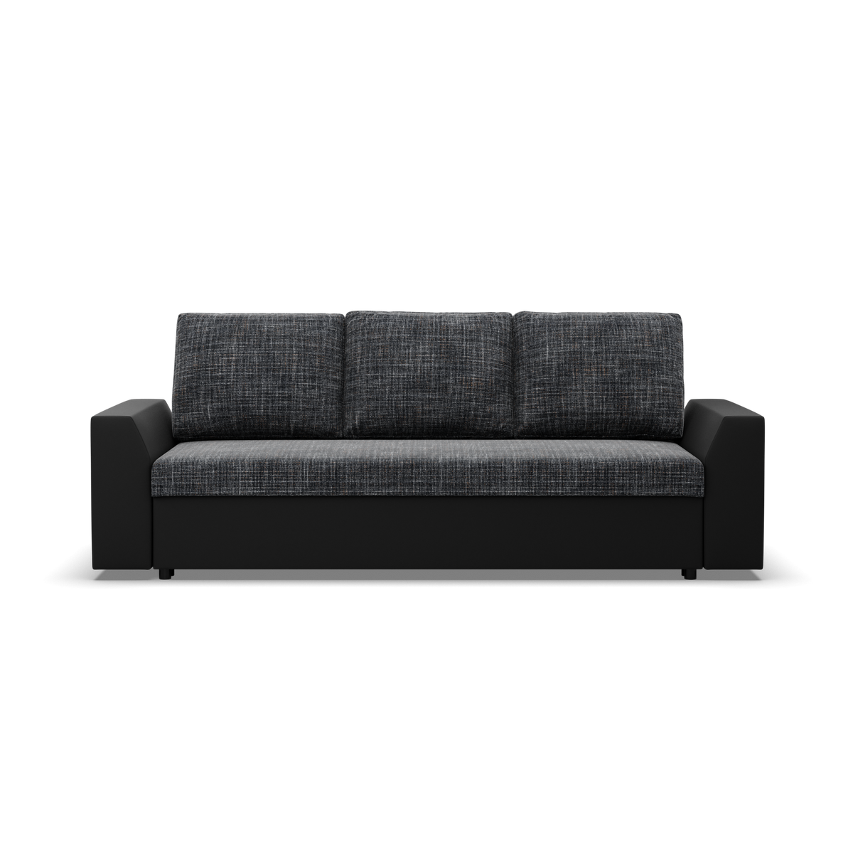 Sofa-lova LUGO – LAWA 17 + REAL 11 · Pelenų pilka + Juoda – vaizdas iš priekio #spalva_lawa 17 + real 11 · pelenų pilka + juoda