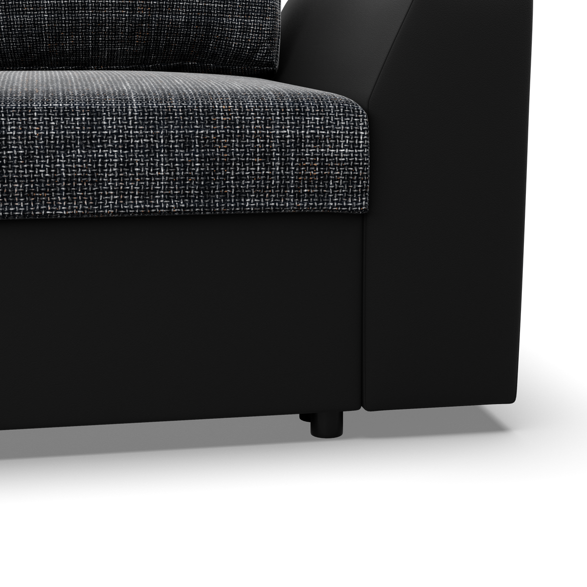 Sofa-lova LUGO – LAWA 17 + REAL 11 · Pelenų pilka + Juoda – apmušalų ir konstrukcijos detalė #spalva_lawa 17 + real 11 · pelenų pilka + juoda