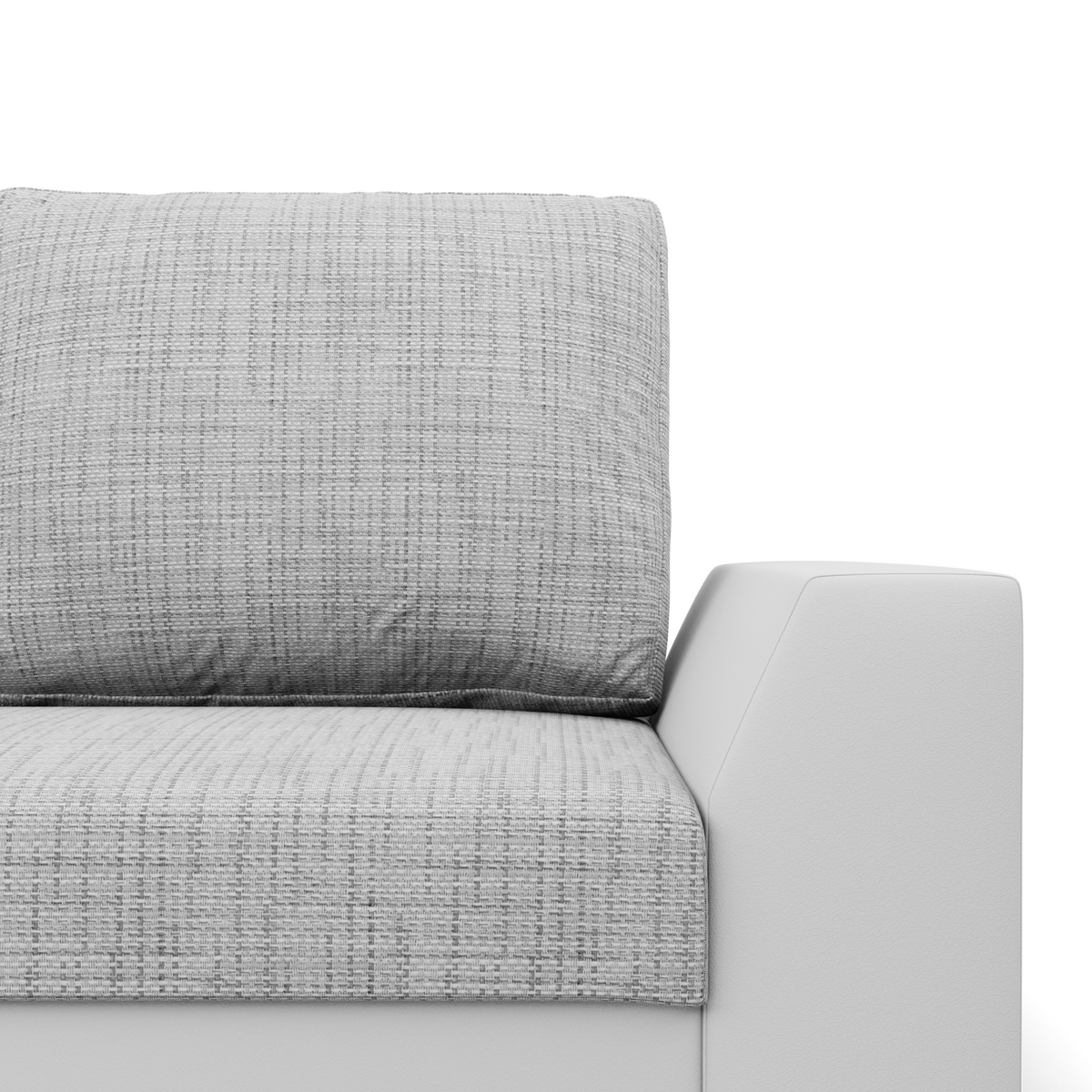 Sofa-lova LUGO – LAWA 09 + REAL 17 · Pilka + Balta – apmušalų ir konstrukcijos detalė #spalva_lawa 09 + real 17 · pilka + balta