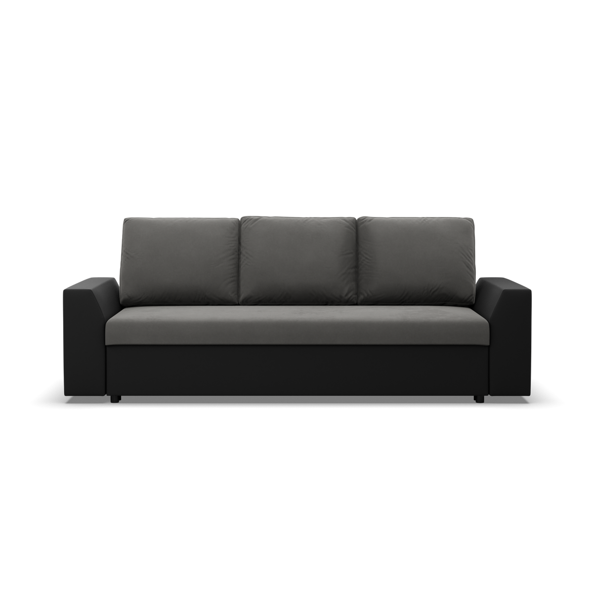 Sofa-lova LUGO – TRINITY 15 + REAL 11 · Tamsiai pilka + Juoda – vaizdas iš priekio #spalva_trinity 15 + real 11 · tamsiai pilka + juoda