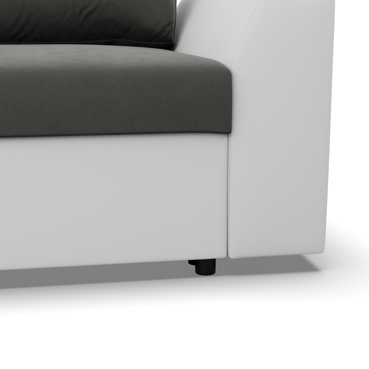 Sofa-lova LUGO – TRINITY 15 + REAL 17 · Tamsiai pilka + Balta – apmušalų ir konstrukcijos detalė #spalva_trinity 15 + real 17 · tamsiai pilka + balta