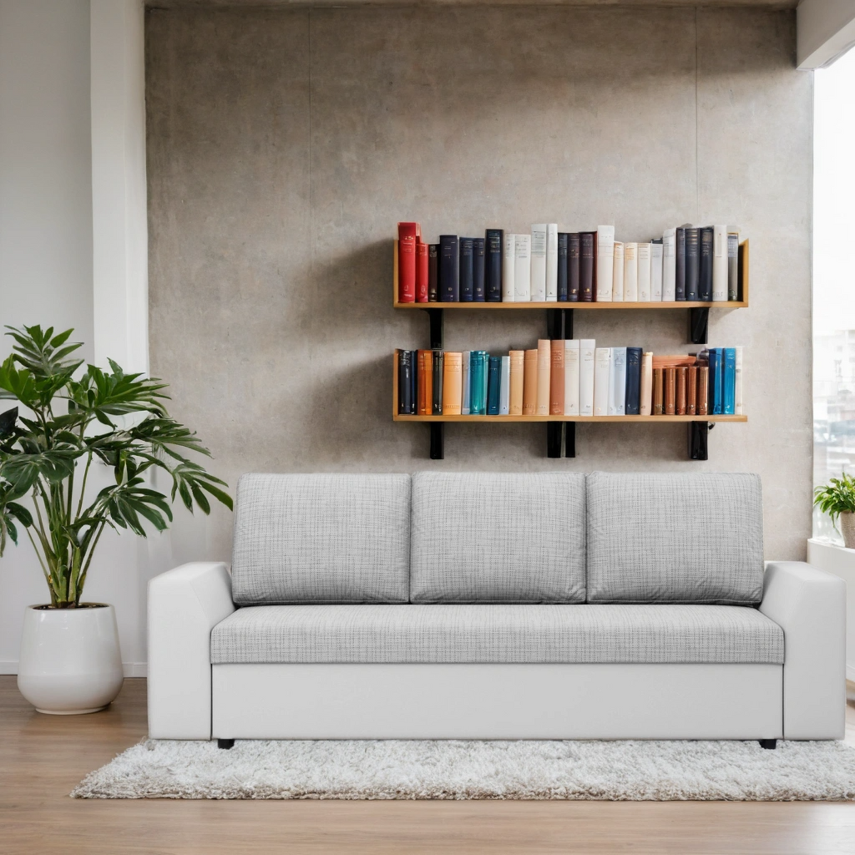 Sofa-lova LUGO – LAWA 09 + REAL 17 · Pilka + Balta – sofa interjere #spalva_lawa 09 + real 17 · pilka + balta