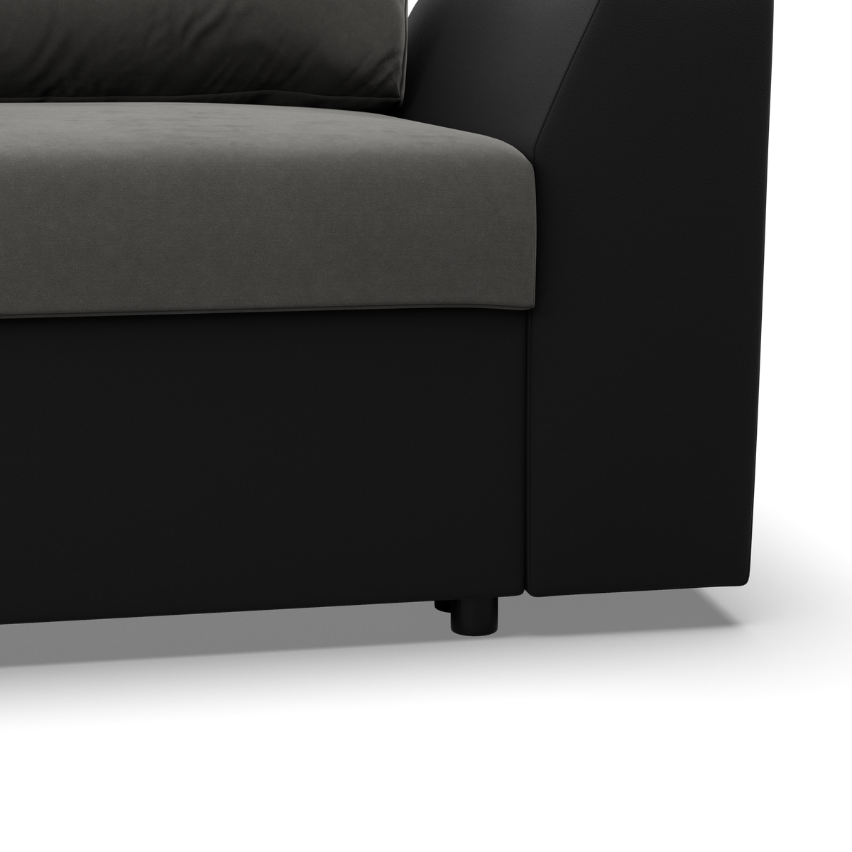 Sofa-lova LUGO – TRINITY 15 + REAL 11 · Tamsiai pilka + Juoda – apmušalų ir konstrukcijos detalė #spalva_trinity 15 + real 11 · tamsiai pilka + juoda
