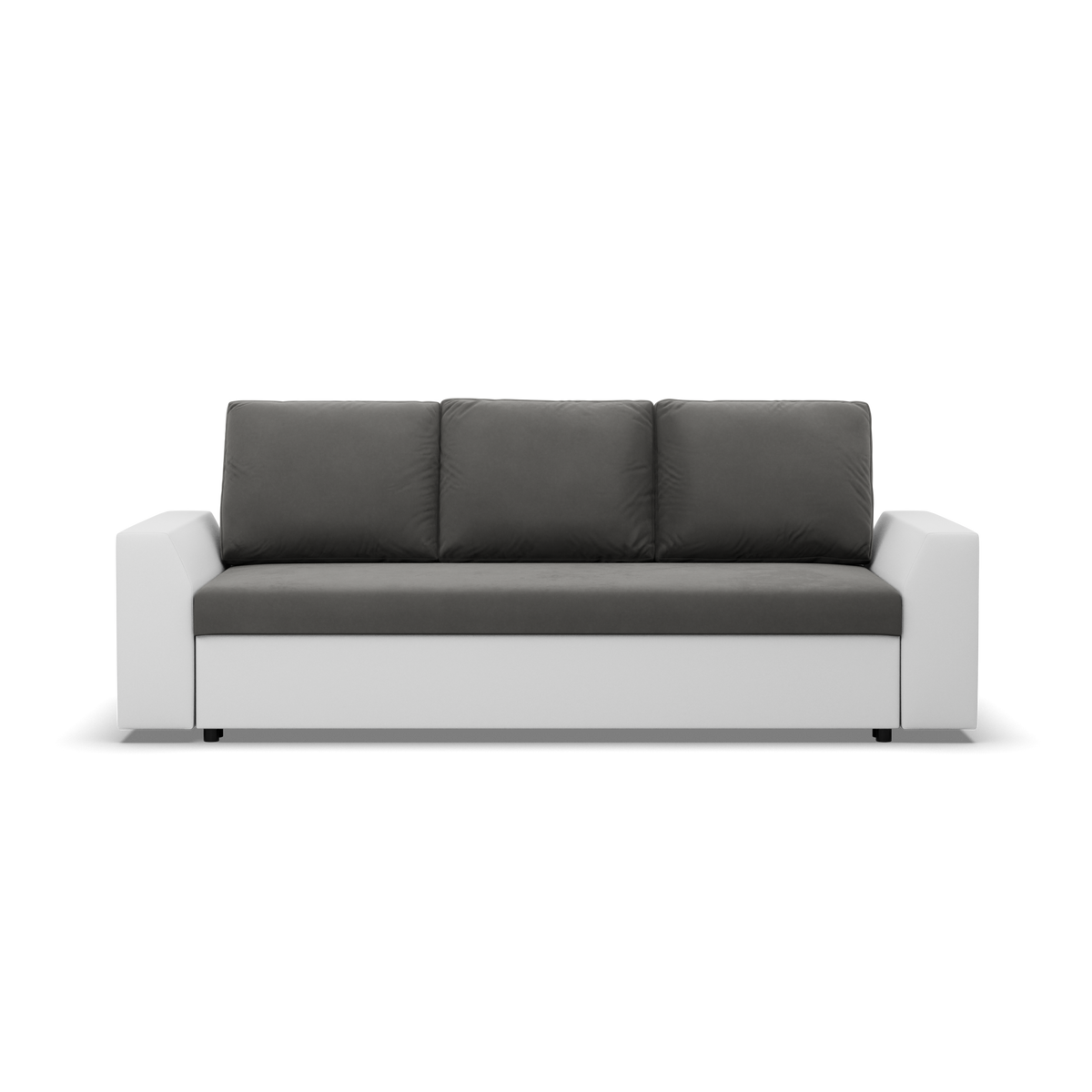 Sofa-lova LUGO – TRINITY 15 + REAL 17 · Tamsiai pilka + Balta – vaizdas iš priekio #spalva_trinity 15 + real 17 · tamsiai pilka + balta