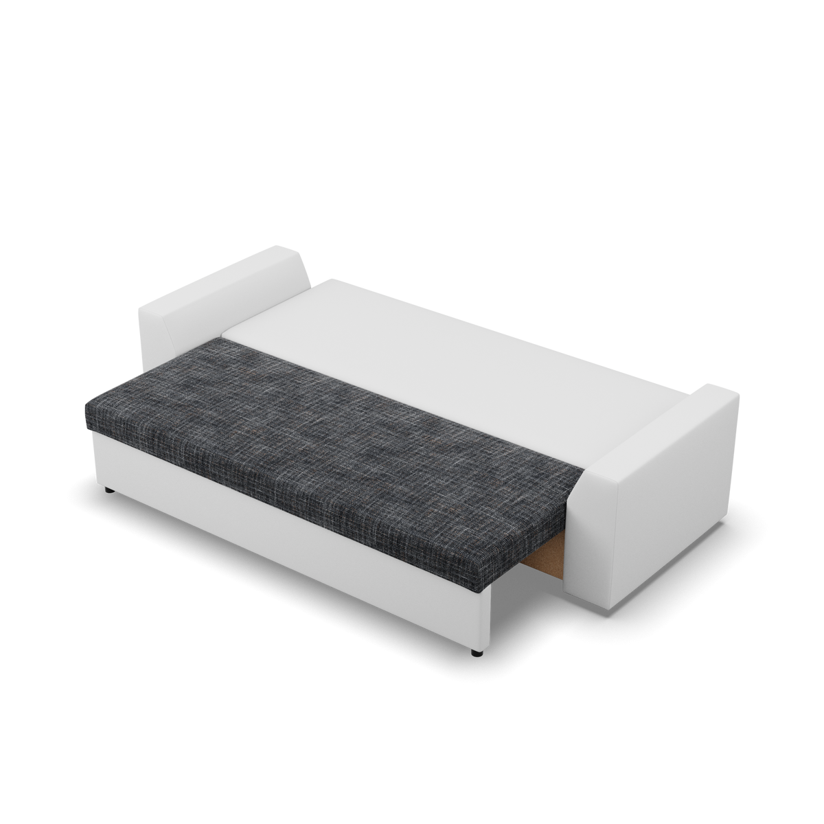 Sofa-lova LUGO – LAWA 17 + REAL 17 · Pelenų pilka + Balta – išskleista miegamoji dalis #spalva_lawa 17 + real 17 · pelenų pilka + balta