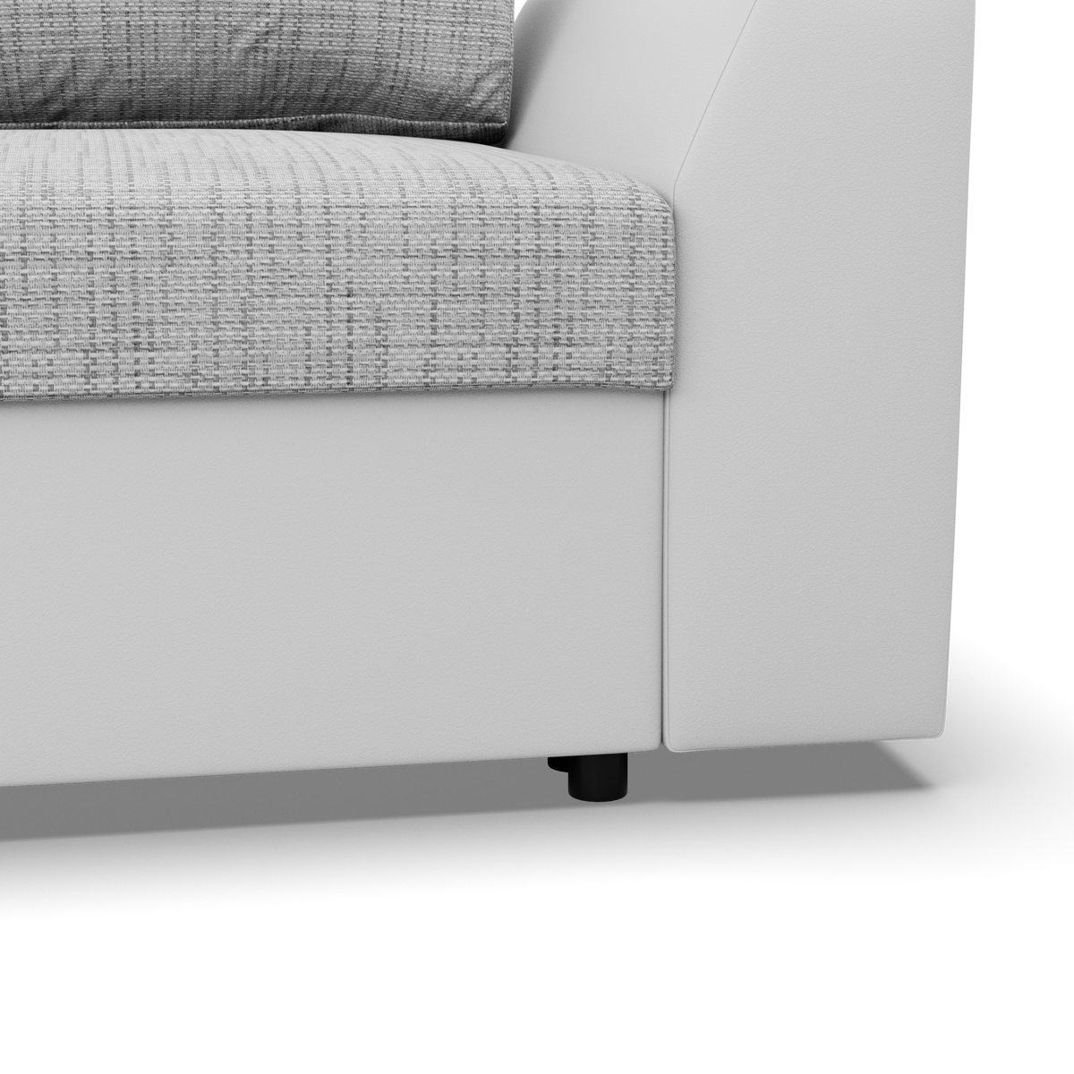 Sofa-lova LUGO – LAWA 09 + REAL 17 · Pilka + Balta – apmušalų ir konstrukcijos detalė #spalva_lawa 09 + real 17 · pilka + balta