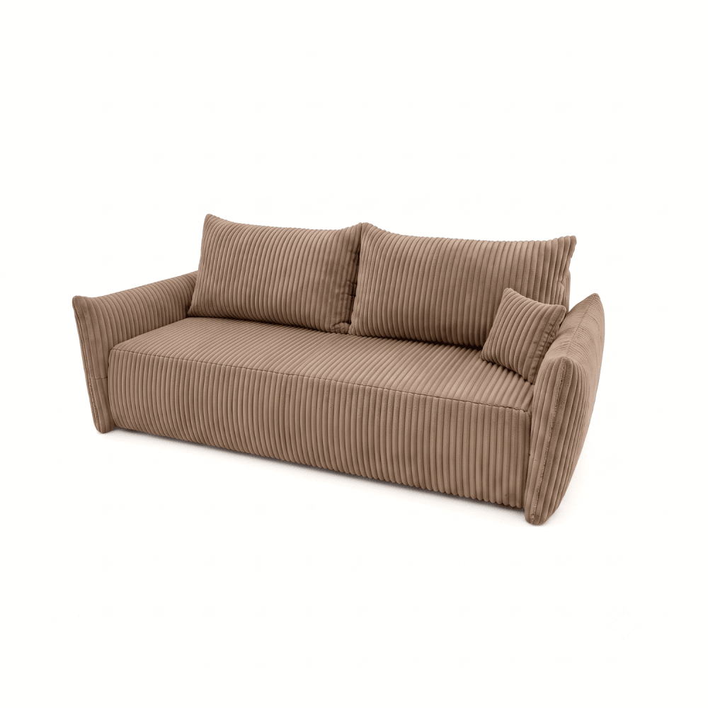 Sofa lova MELO – TILIA 17 · Šviesiai ruda – bendras vaizdas kitu kampu #spalva_tilia 17 · šviesiai ruda