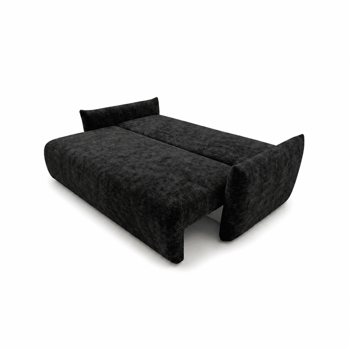 Sofa lova MELO – LUMO 80 · Juoda – išskleista miegamoji dalis #spalva_lumo 80 · juoda