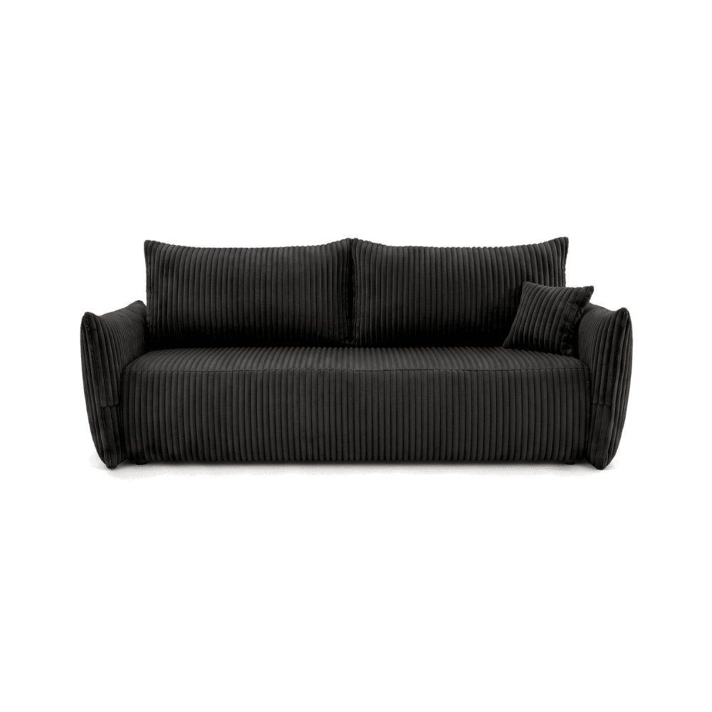 Sofa lova MELO – TILIA 100 · Juoda – vaizdas iš priekio #spalva_tilia 100 · juoda