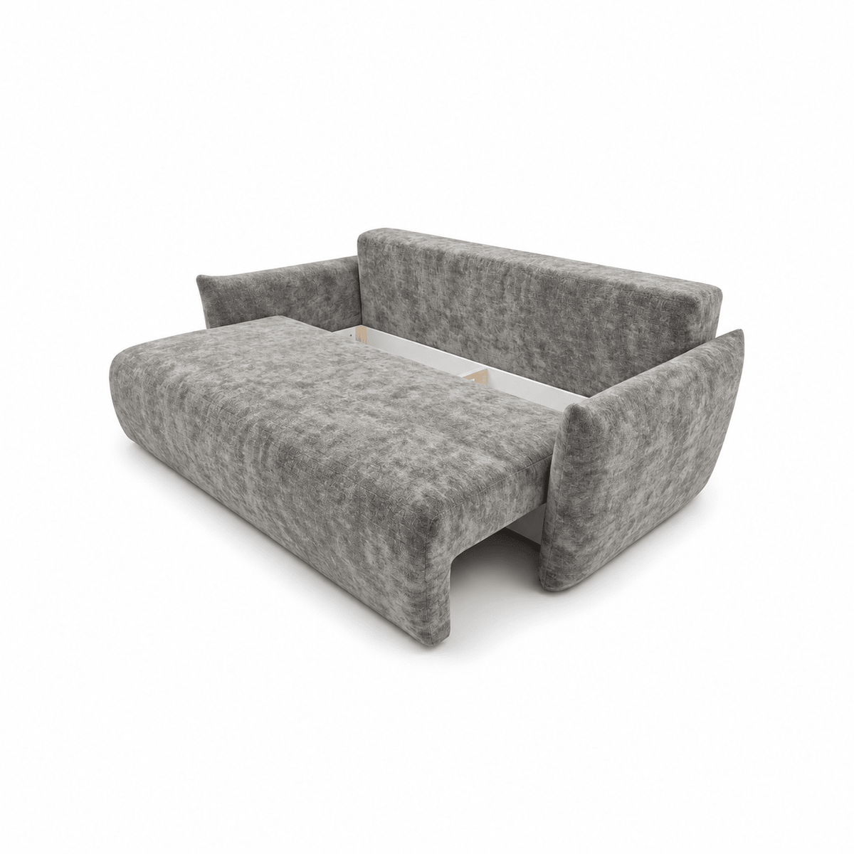Sofa lova MELO – LUMO 70 · Tamsiai pilka – atverta patalynės dėžė #spalva_lumo 70 · tamsiai pilka
