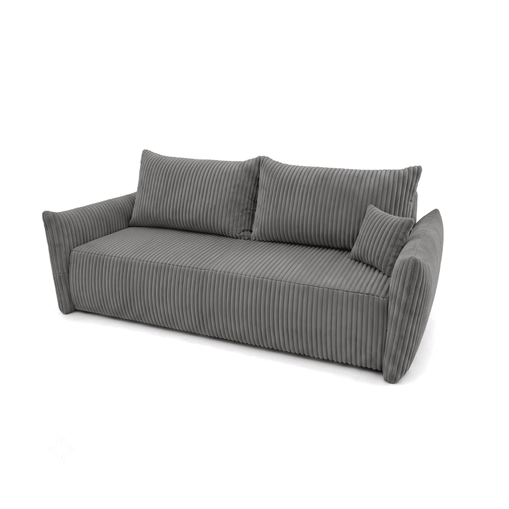 Sofa lova MELO – TILIA 90 · Tamsiai pilka – bendras vaizdas kitu kampu #spalva_tilia 90 · tamsiai pilka