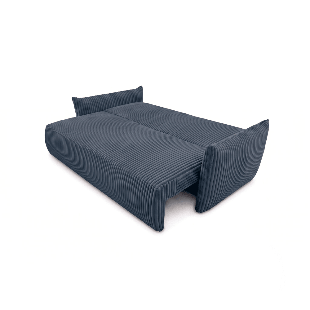 Sofa lova MELO – TILIA 77 · Mėlyna – išskleista miegamoji dalis #spalva_tilia 77 · mėlyna