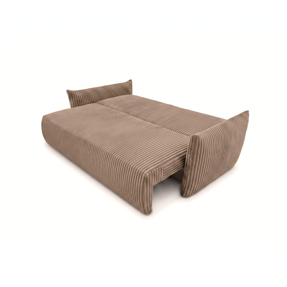 Sofa lova MELO – TILIA 17 · Šviesiai ruda – išskleista miegamoji dalis #spalva_tilia 17 · šviesiai ruda
