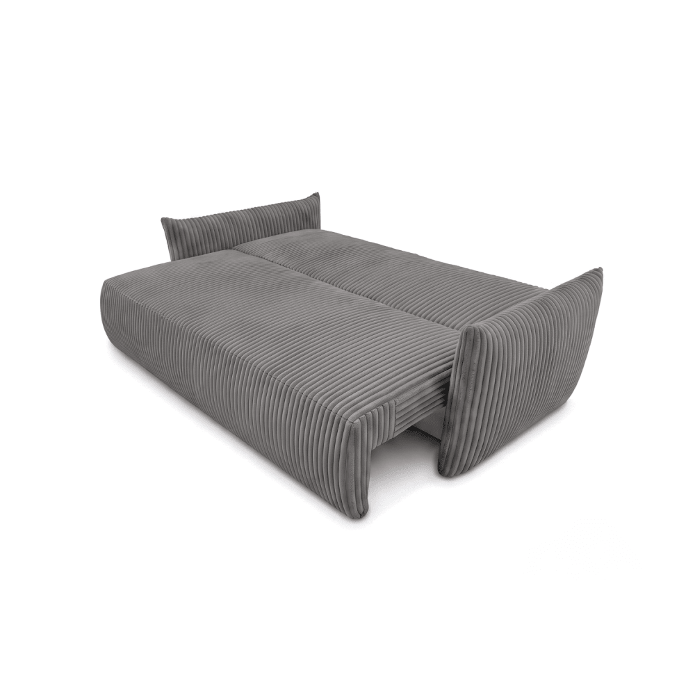 Sofa lova MELO – TILIA 90 · Tamsiai pilka – išskleista miegamoji dalis #spalva_tilia 90 · tamsiai pilka