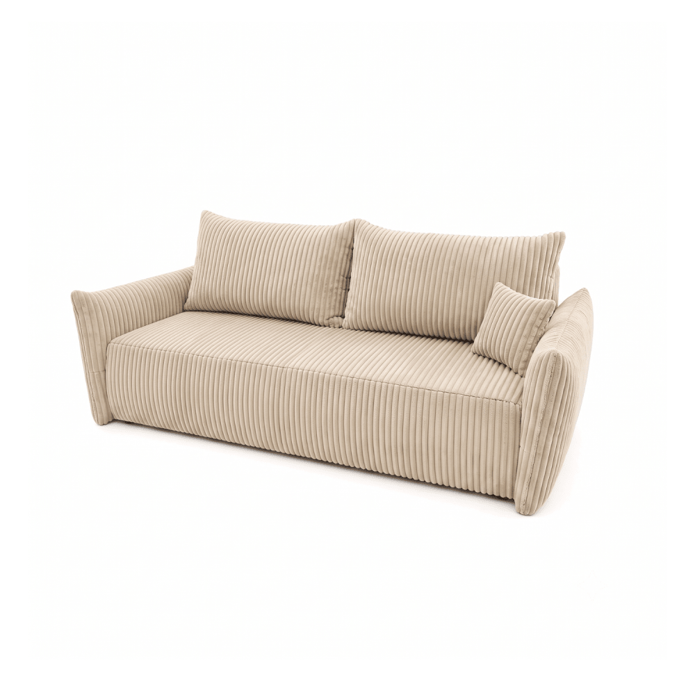 Sofa lova MELO – TILIA 03 · Smėlio – bendras vaizdas kitu kampu #spalva_tilia 03 · smėlio