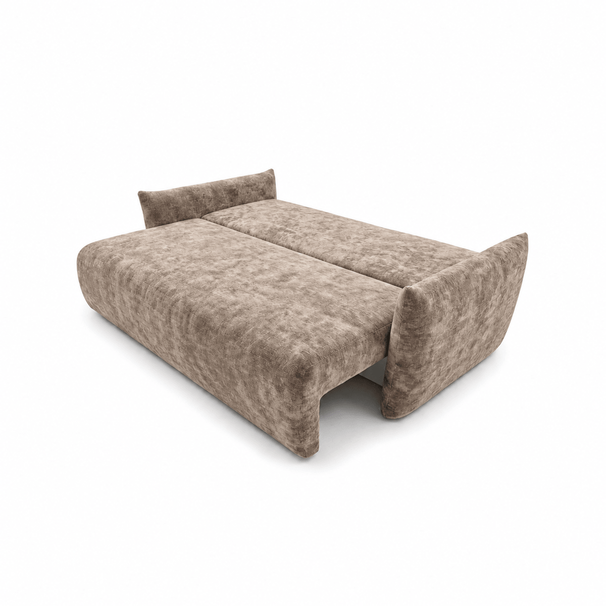 Sofa lova MELO – LUMO 45 · Tamsiai smėlio – išskleista miegamoji dalis #spalva_lumo 45 · tamsiai smėlio
