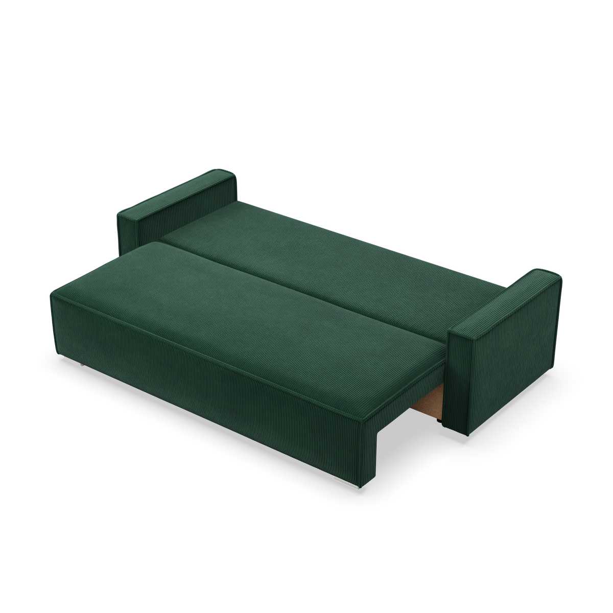 Sofa-lova NOTO – POSO 014 · Butelio žalia – išskleista miegamoji dalis #spalva_poso 014 · butelio žalia