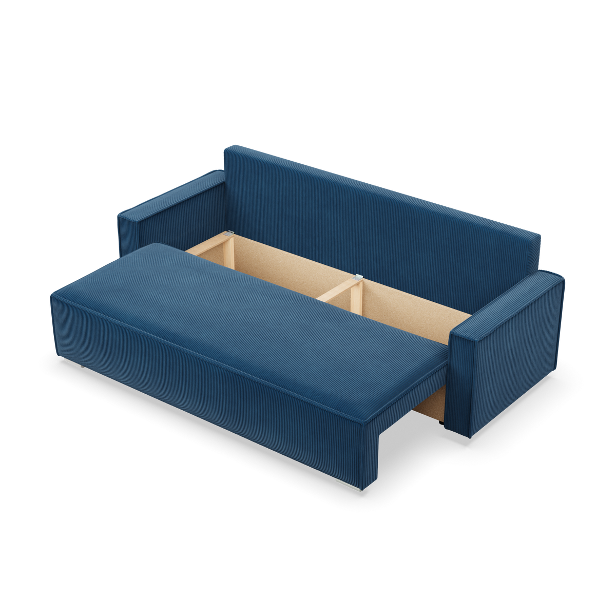 Sofa-lova NOTO – POSO 005 · Tamsiai mėlyna – atverta patalynės dėžė #spalva_poso 005 · tamsiai mėlyna