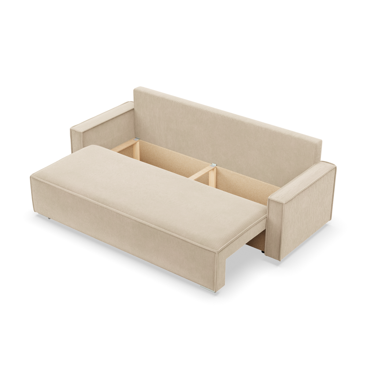 Sofa-lova NOTO – POSOS 100 · Smėlio – atverta patalynės dėžė #spalva_posos 100 · smėlio
