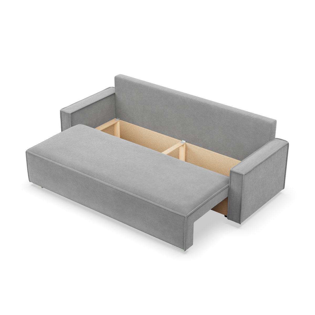 Sofa-lova NOTO – POSO 055 · Šviesiai pilka – atverta patalynės dėžė #spalva_poso 055 · šviesiai pilka