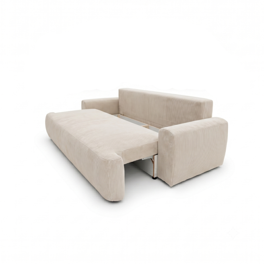 Sofa-lova ODEA – POSO 100 · Smėlio – atverta patalynės dėžė #spalva_poso 100 · smėlio