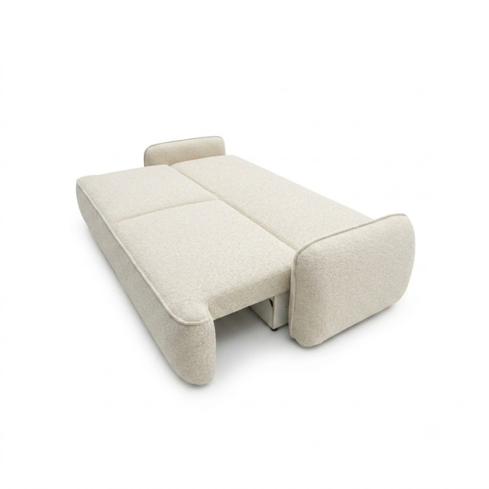 Sofa-lova OVELLA – ROBIN 6 · Smėlio – išskleista miegamoji dalis #spalva_robin 6 · smėlio