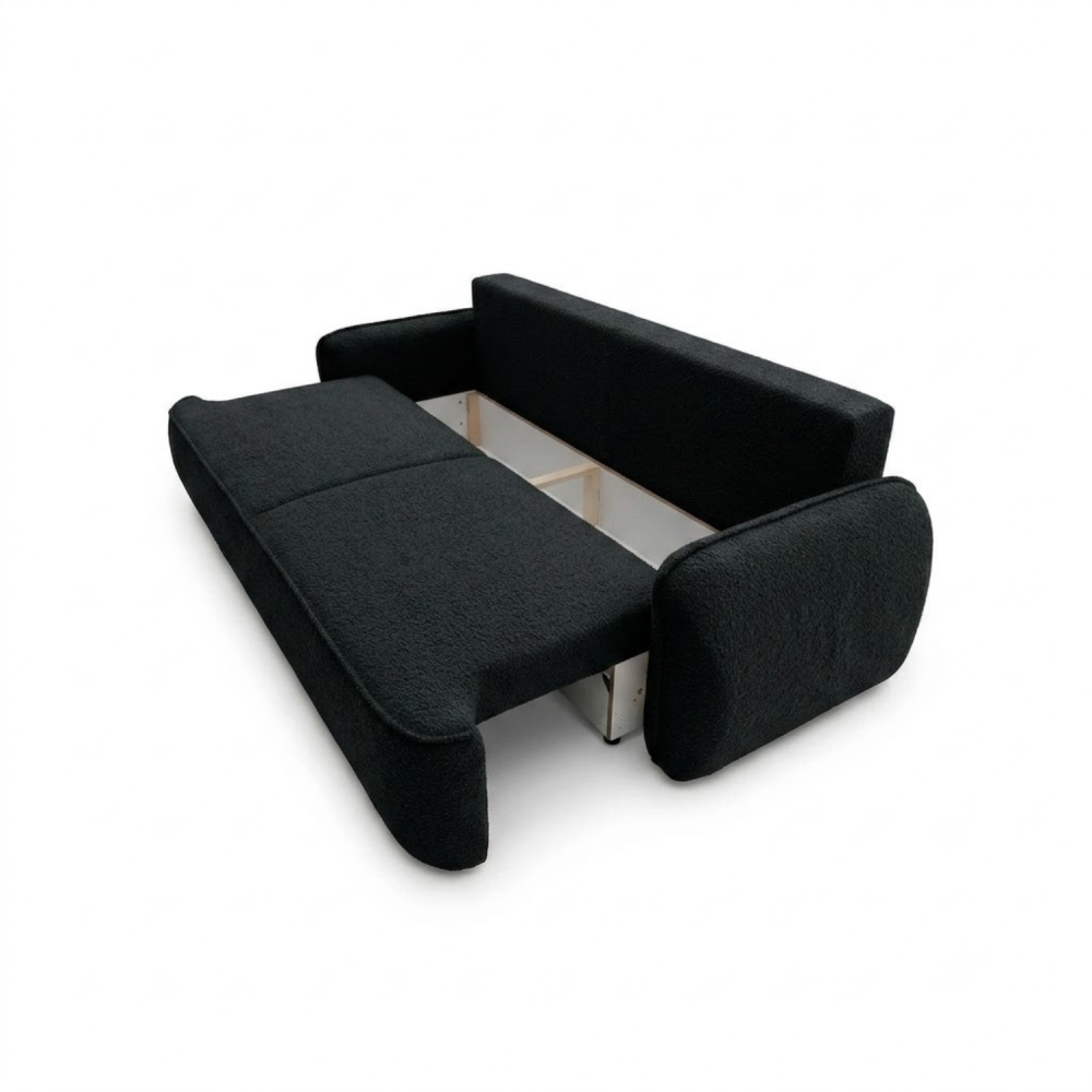 Sofa-lova OVELLA – CORAL 60 · Juoda – atverta patalynės dėžė #spalva_coral 60 · juoda