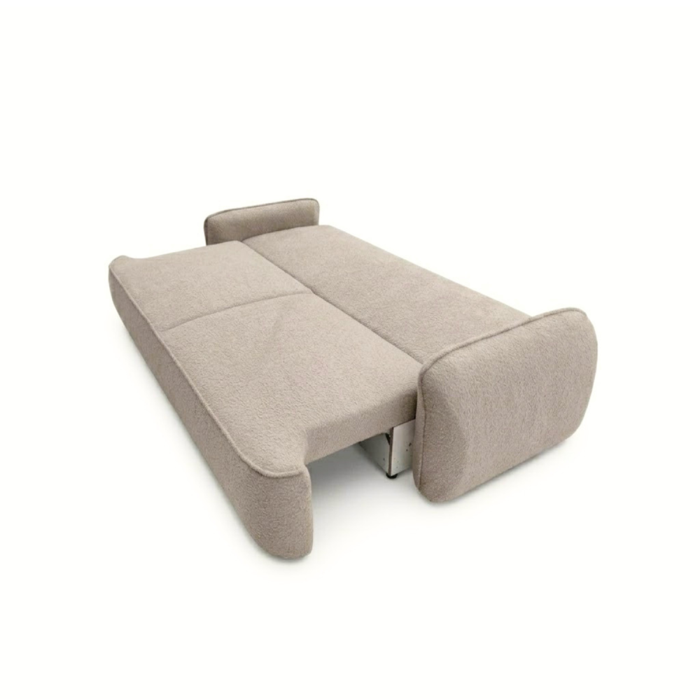 Sofa-lova OVELLA – CORAL 50 · Tamsiai smėlio – išskleista miegamoji dalis #spalva_coral 50 · tamsiai smėlio