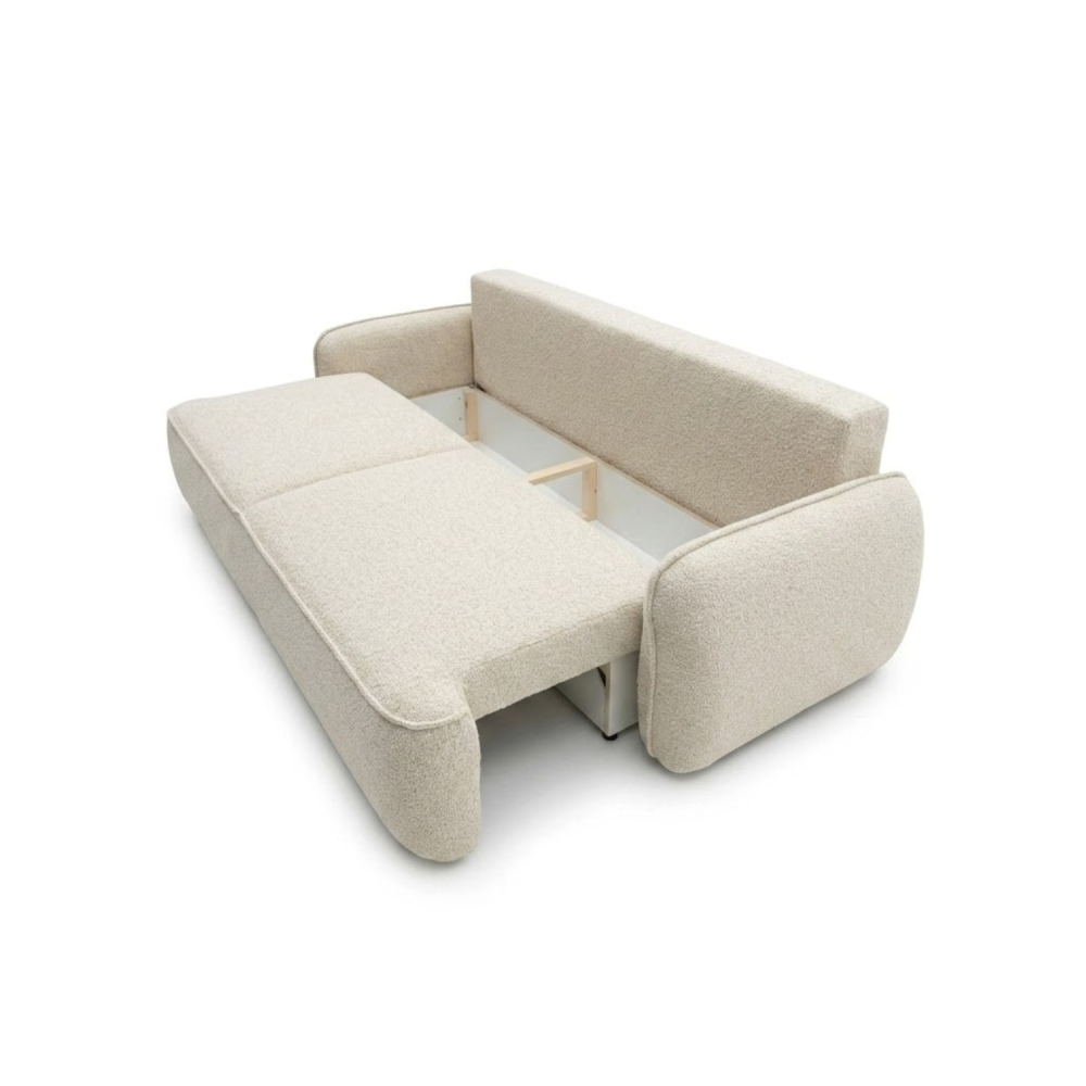 Sofa-lova OVELLA – ROBIN 6 · Smėlio – atverta patalynės dėžė #spalva_robin 6 · smėlio