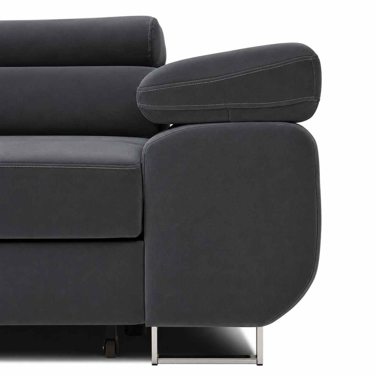 Sofa-lova RIGATTO, 280 cm – KRONOS 34 · Tamsiai pilka – apmušalų ir konstrukcijos detalė #spalva_kronos 34 · tamsiai pilka