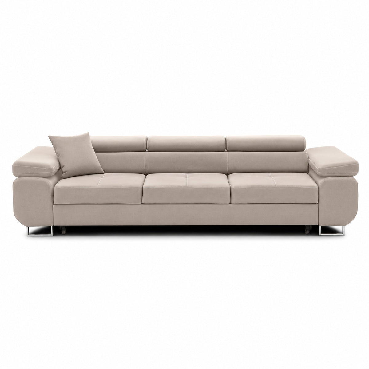 Sofa-lova RIGATTO, 280 cm – PAROS 02 · Smėlio – vaizdas iš priekio #spalva_paros 02 · smėlio