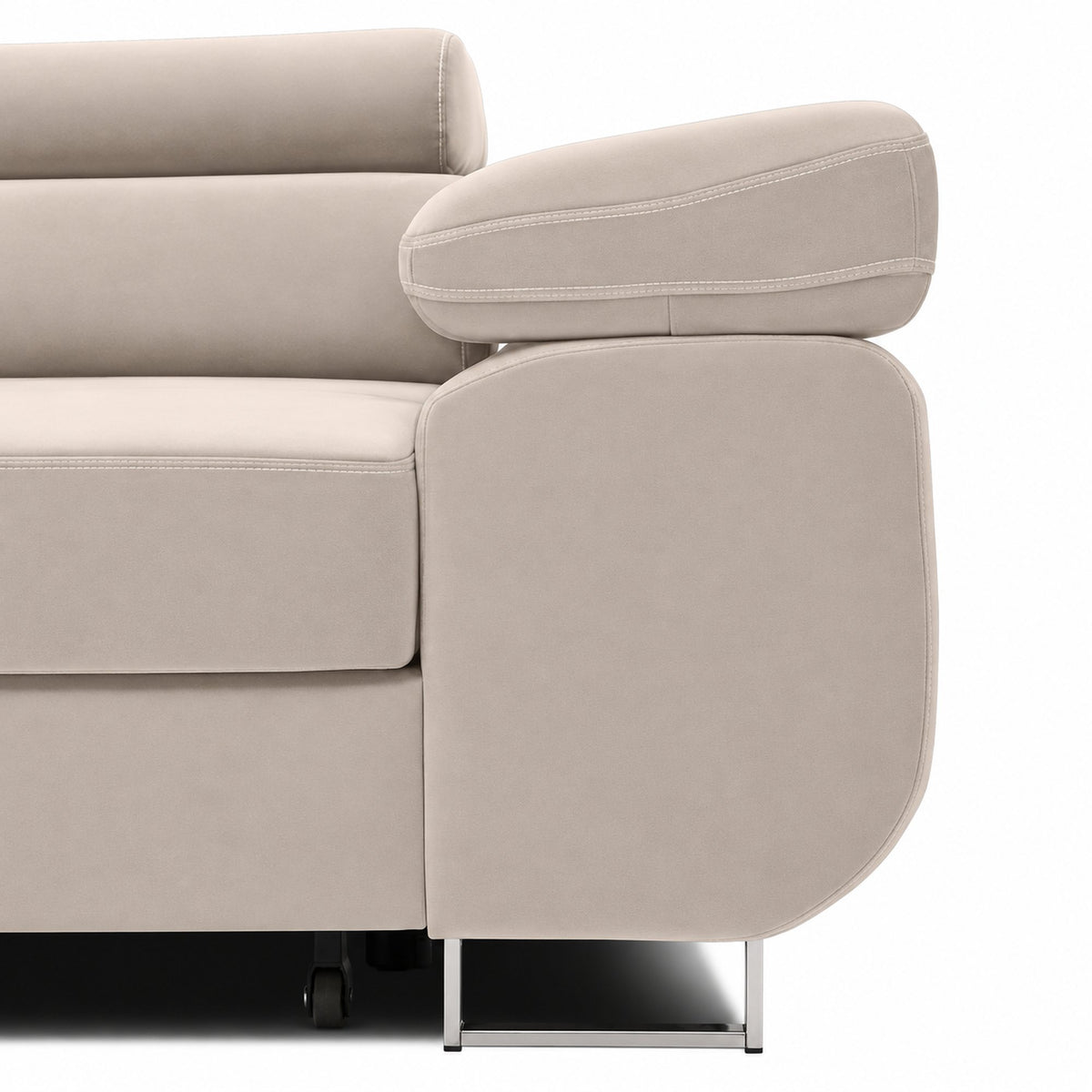 Sofa-lova RIGATTO, 280 cm – PAROS 02 · Smėlio – apmušalų ir konstrukcijos detalė #spalva_paros 02 · smėlio