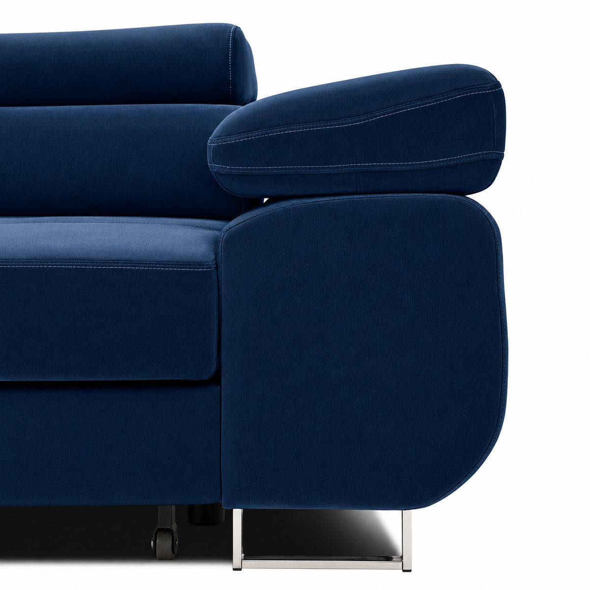 Sofa-lova RIGATTO, 280 cm – KRONOS 09 · Tamsiai mėlyna – apmušalų ir konstrukcijos detalė #spalva_kronos 09 · tamsiai mėlyna
