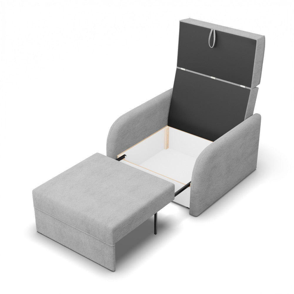 Sofa-lova SOMO – ONEGA 8 · Šviesiai pilka – atverta patalynės dėžė #spalva_onega 8 · šviesiai pilka